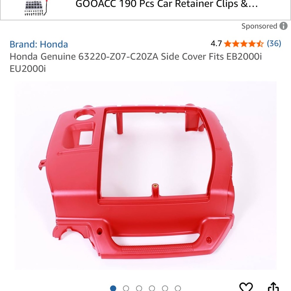 Honda Red Side Cover for EB2000i EU2000i - Picture 2 of 5